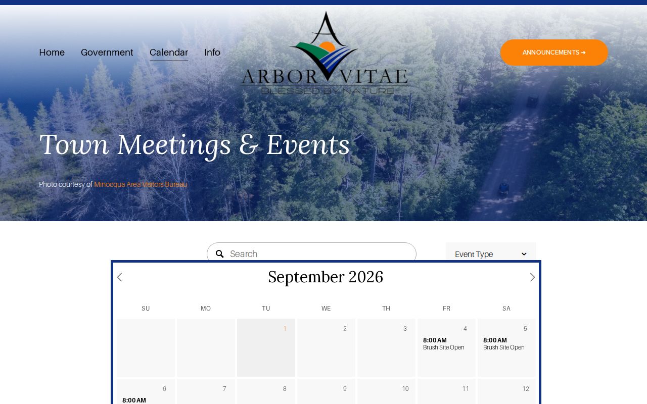 Arbor Vitae official town contact page for Vilas County arrest-record routing
