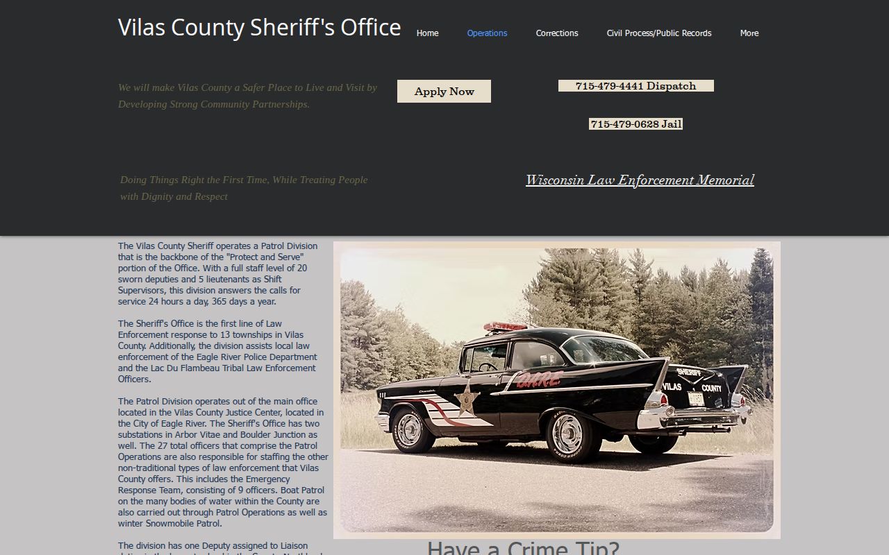 Vilas County warrant and Tip411 official Sheriff Operations information